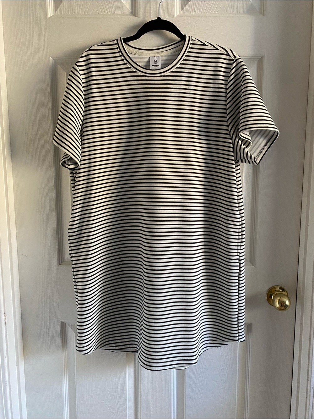Black & White Striped Short Sleeve Mini Dress